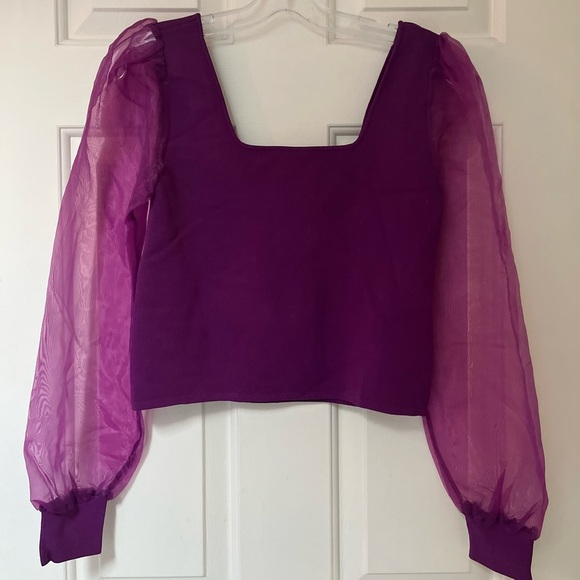 House of Harlow 1960 x Revolve Purple Puff Sleeve Top S - Picture 2 of 12